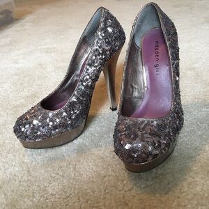 Madden Girl purple sequined platform pumps